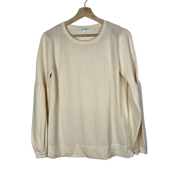 Club Monaco Cream Crewneck Pullover Wool Knit Sweater L - Picture 1 of 6